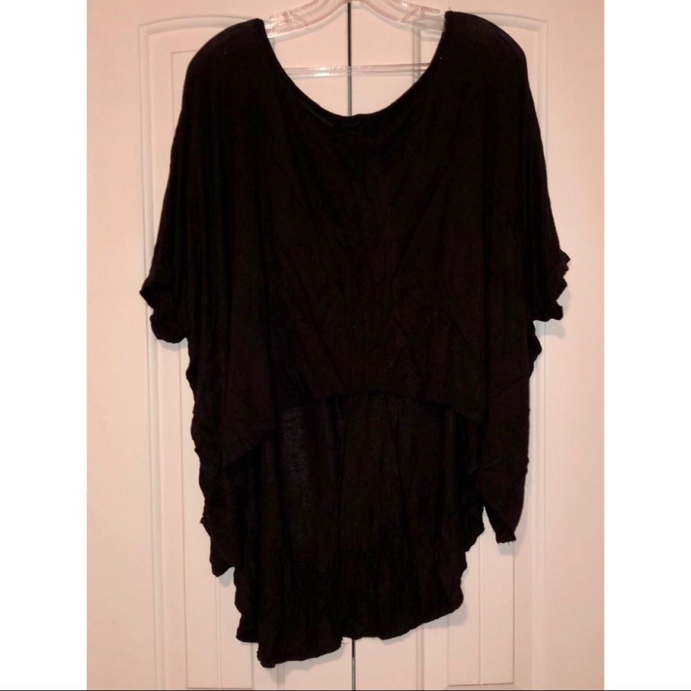 Black Oversized Asymmetric Flowy Top